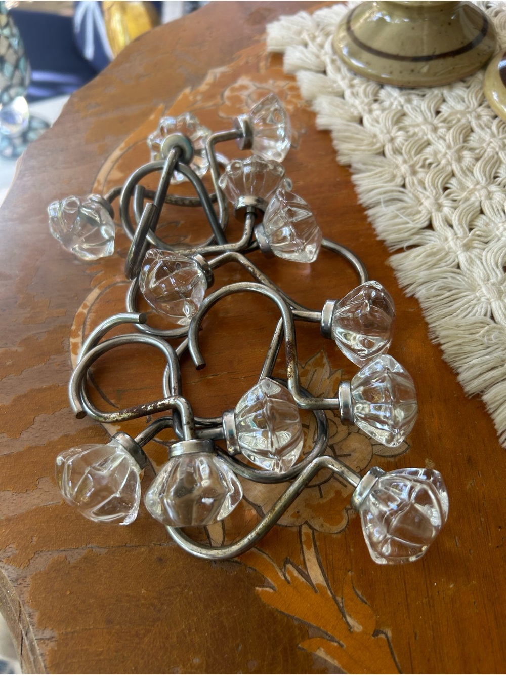 Faux Crystal Glass Shower Curtain Hooks